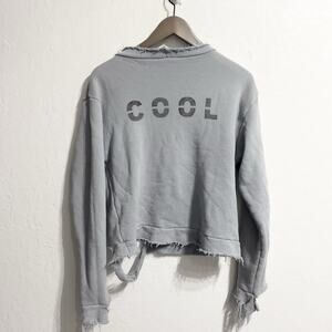 Distressed Sweatshirt Cool Blue Frayed Holes XS French Terry Blue Grunge Skater